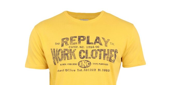 Pánské žluté tričko s potiskem Replay