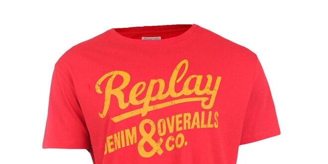 Pánské červené tričko s nápisem Replay
