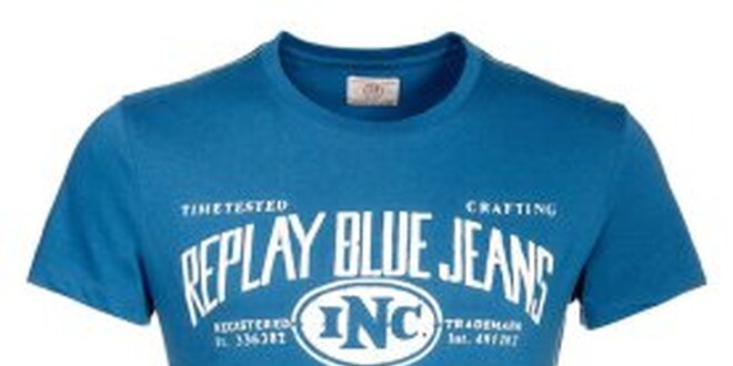 Pánské modré tričko s potiskem Replay