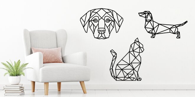 Zvířátka a geometrie: dřevěné dekorace na zeď