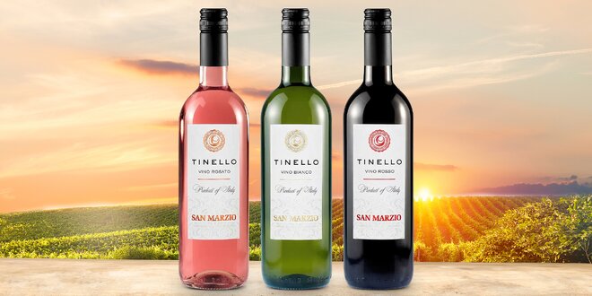 Suchá italská vína Tinello: bílé, červené i růžové