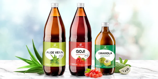 Doplňky stravy: šťávy z aloe, goji i gravioly