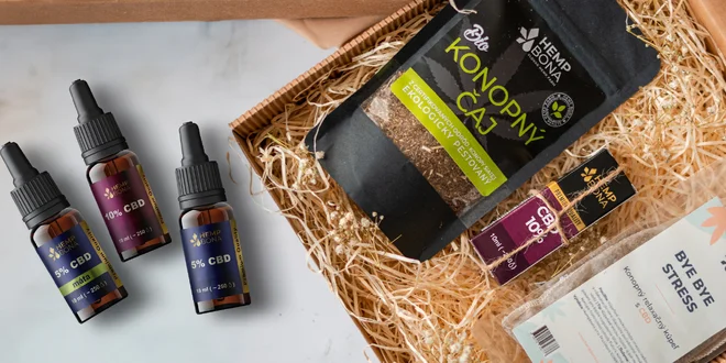 5-10% CBD oleje i balíčky s konopnou kosmetikou