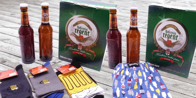 Dárkové sety piva Bohemia Regent a ponožky, trenýrky či tričko