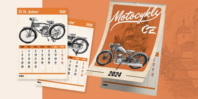 Závěsný kalendář motorek ČZ na rok 2024