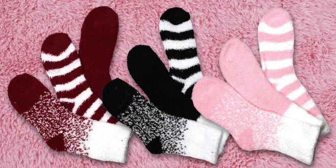 Dámské huňaté ponožky: set tří párů, čtyři barvy