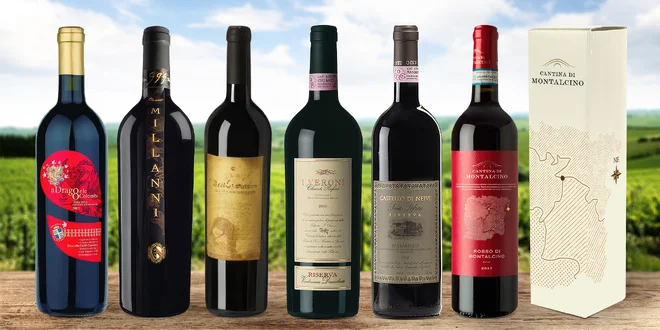 Dárkově balená italská vína: Brunello, Chianti a další