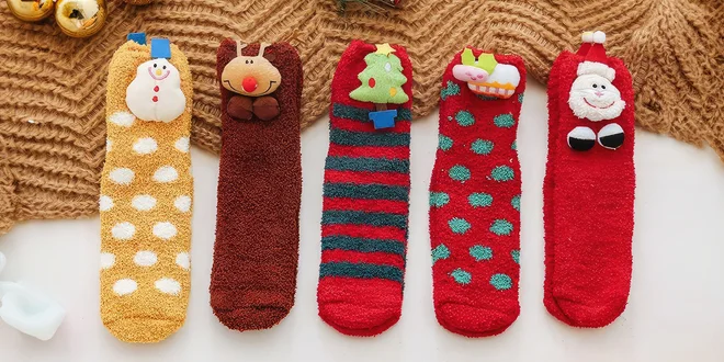 Vánoční ponožky s protiskluzem pro děti i dospělé