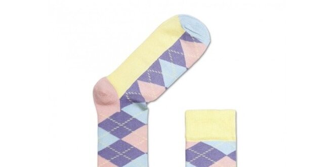 Pastelové kárované ponožky Happy Socks