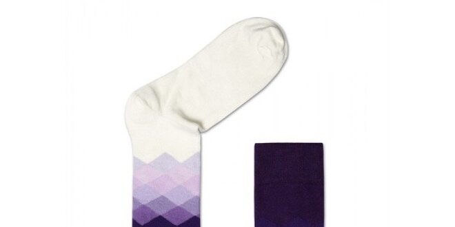 Fialové duhové kárované ponožky Happy Socks