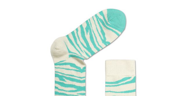 Modro-bílé zebrované ponožky Happy Socks