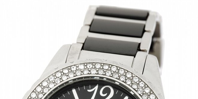 Dámské ocelové hodinky Yves Bertelin s černým keramickým řemínkem