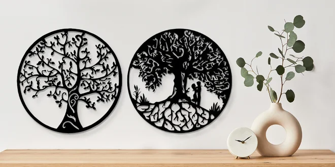Dřevěná dekorace na zeď v podobě Stromu života