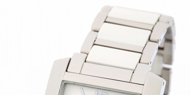 Dámské ocelové hodinky Yves Bertelin s bílým keramickým řemínkem
