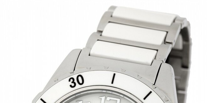 Pánské ocelové hodinky Yves Bertelin s bílým keramickým řemínkem