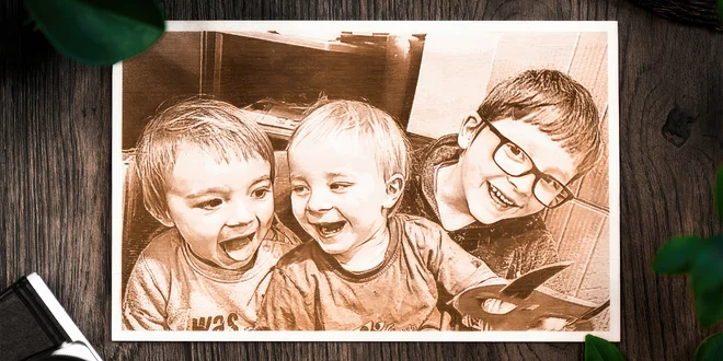 Fotografie vypálená do březového dřeva: A5 až A3