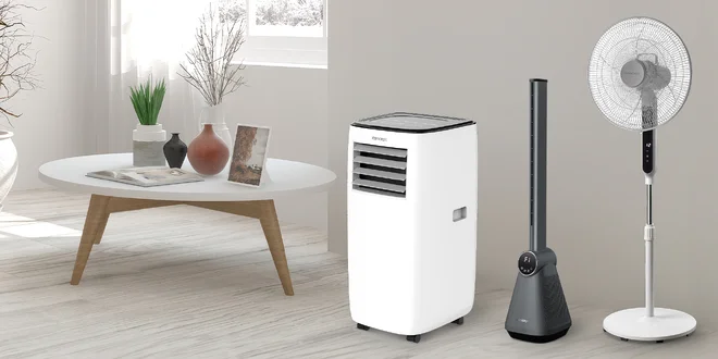 Stojanový i sloupový ventilátor, mobilní klimatizace