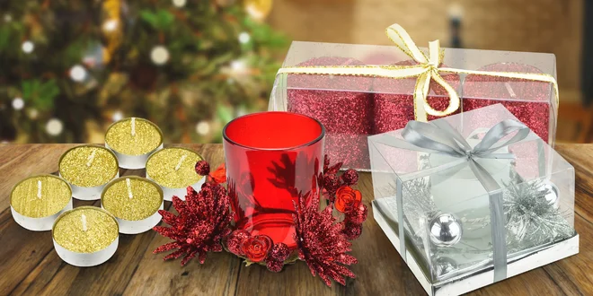 Sady vánočních svíček a svícnů v dárkovém balení