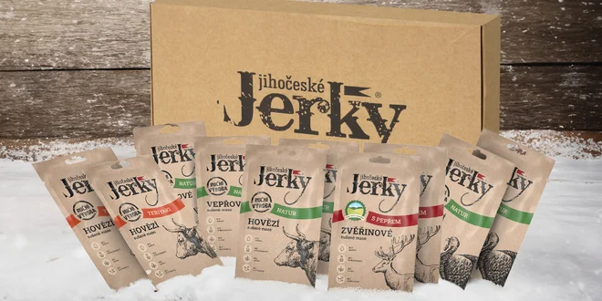 10 balíčků Jihočeského Jerky v dárkové krabičce