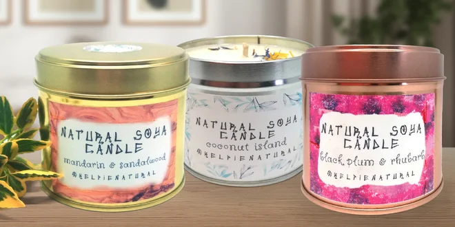 Sójové svíčky v plechové dóze: 40 h hoření, různé vůně