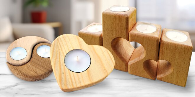 Designové dřevěné svícny na čajové svíčky