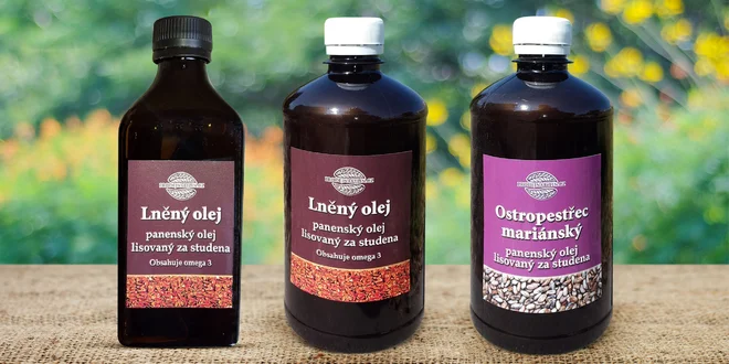 Ostropestřecový nebo lněný olej: 200–1 000 ml