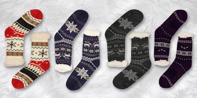Hřejivé ponožky s beránkem a se zimním vzorem