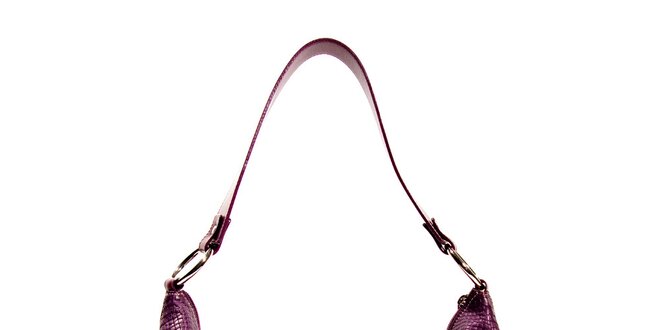 Fialová kožená kabelka značky Puntotres Barcelona v imitaci hada