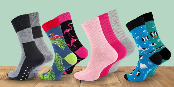 Dámské ponožky: 2–5 párů, různé vzory i materiály