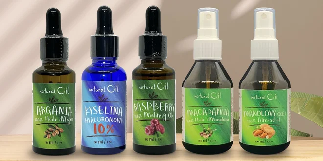 Přírodní oleje i 10% kyselina hyaluronová