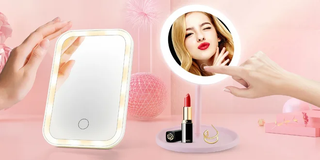 Kosmetická zrcátka s osvětlením: kulatá i obdélník