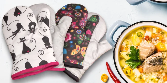 Textilní chňapky s teflonem: veselé i roztomilé motivy