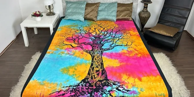 Prehozy na posteľ s indickými motívmi, 2 veľkosti na výber