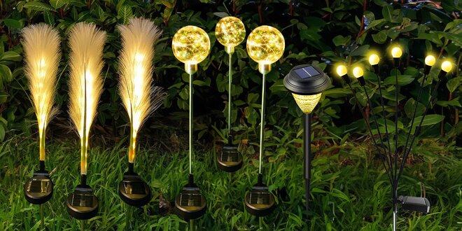Solární LED lampičky ve tvaru květu, hvězdiček i koule