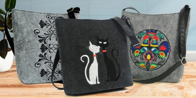 Šedé a černé crossbody kabelky s krásnými vzory