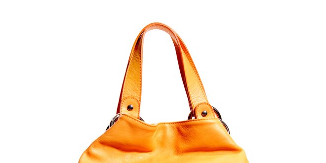 Oranžová kožená kabelka značky Puntotres Barcelona