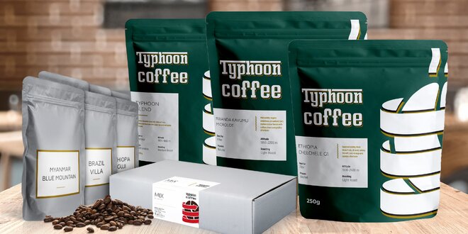 Kávy Typhoon coffee z Etiopie, Rwandy i Kolumbie