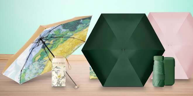 Mini deštníky: jednobarevné či s potiskem rubové strany