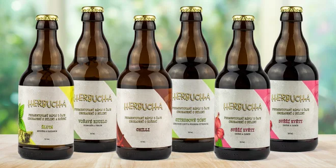 Herbucha: šest lahví bylinkové kombuchy z Moravy