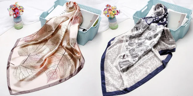 Dámské saténové šátky s nadčasovými vzory