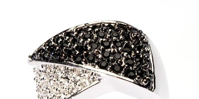 Dámský prsten Bague a Dames s bílými a černými zirkony