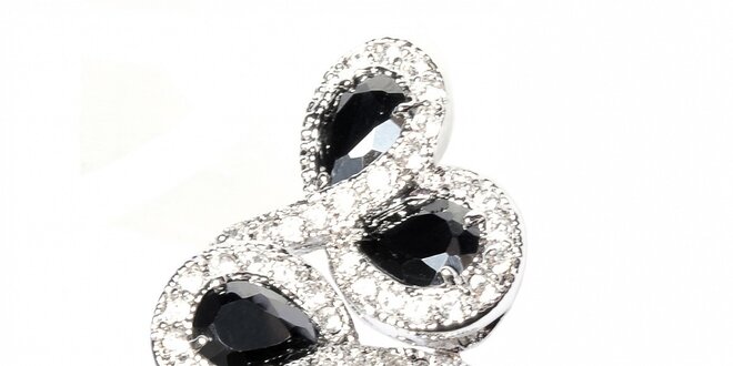 Dámský prsten Bague s Dames s černými a bílými kamínky