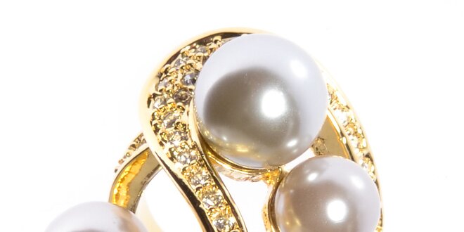 Dámský zlatý prsten Bague a Dames s perlami