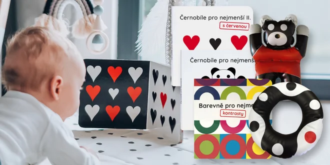 Kontrastní knížky a hračky pro rozvoj miminka