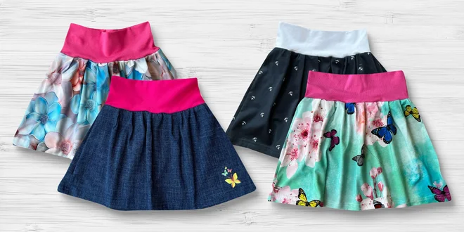 Dívčí sukně české značky Gudo na výlet i pískoviště