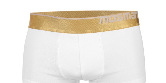 Pánské bílé boxerky s nohavičkou značky Mosmann z edice Gold