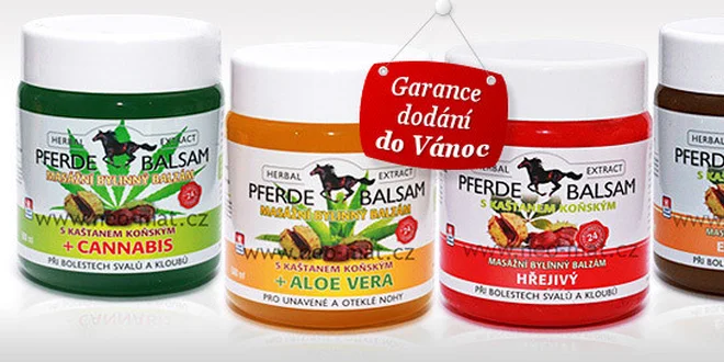 Nabitý balíček 4 koňských balzámů s cannabis i aloe vera