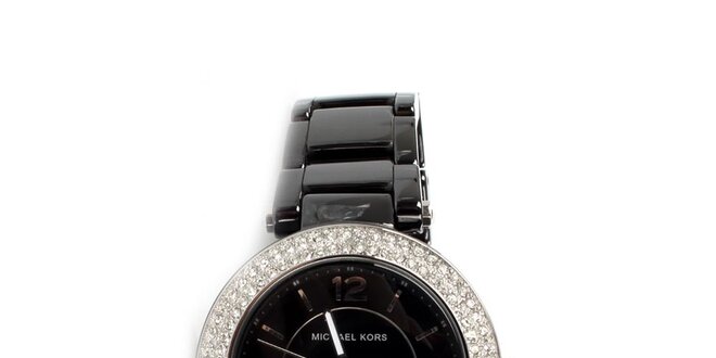 Dámské černé keramické hodinky Michael Kors s krystaly