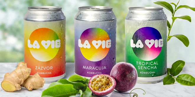Kombucha: maracuja, zázvor nebo zelený čaj, 4-12 ks