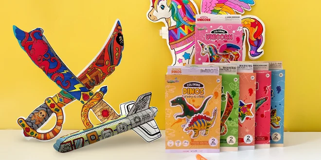Nafukovací omalovánky ve tvaru letadla nebo dinosaura